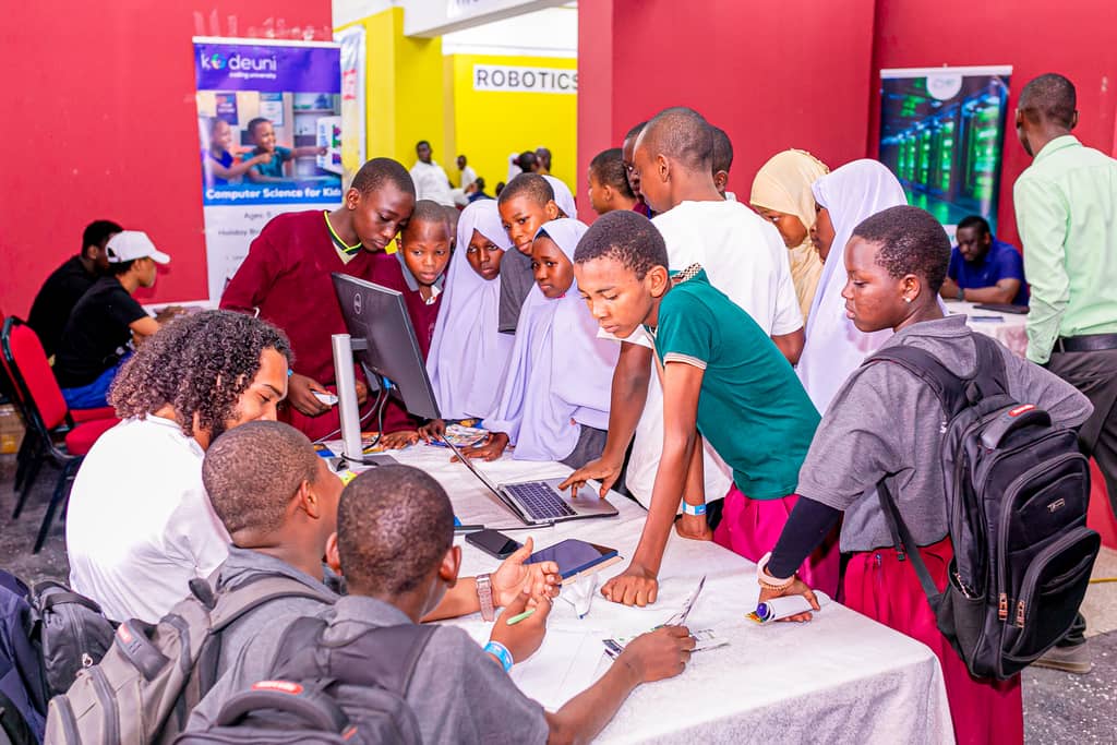 Students at the Faunda festival booth